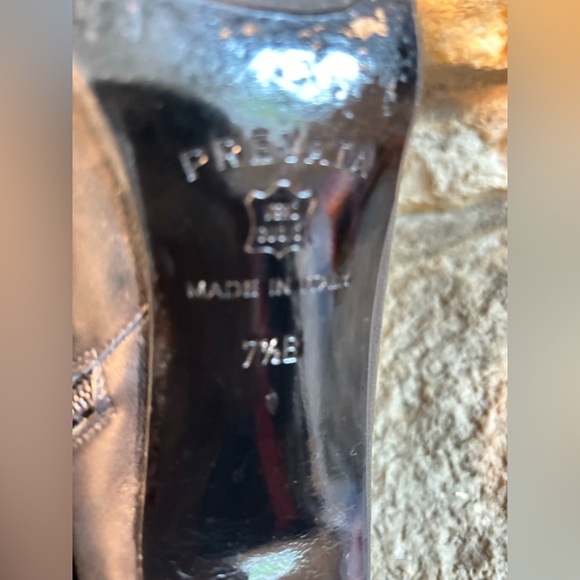 PREVATA Black Soft Leather Short Ankle High Heel Side Zip Boots Booties 7.5 - Picture 8 of 10